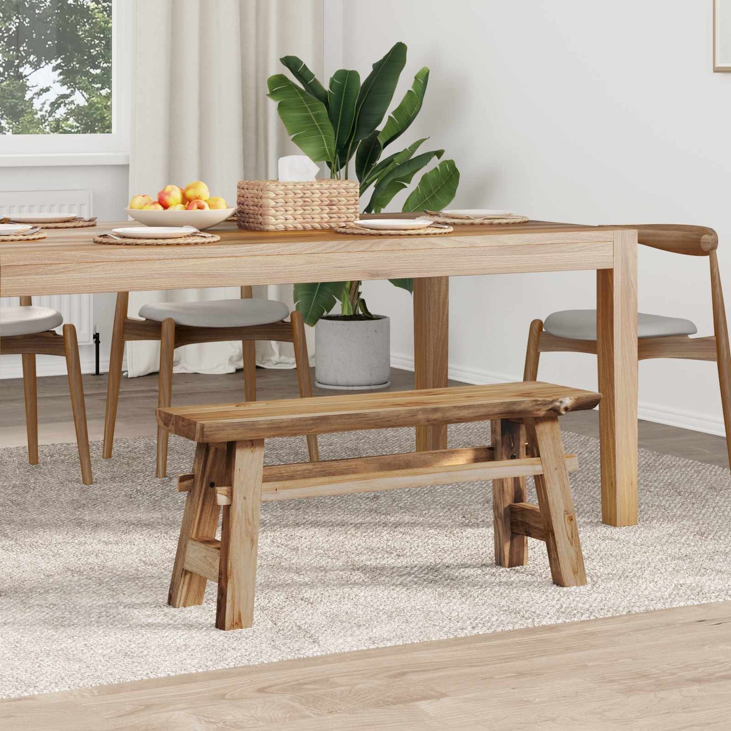 vidaXL παγκάκι Φυσικό 100 x 29 x 43,5 εκ Στερεό Ξύλο Τίκ