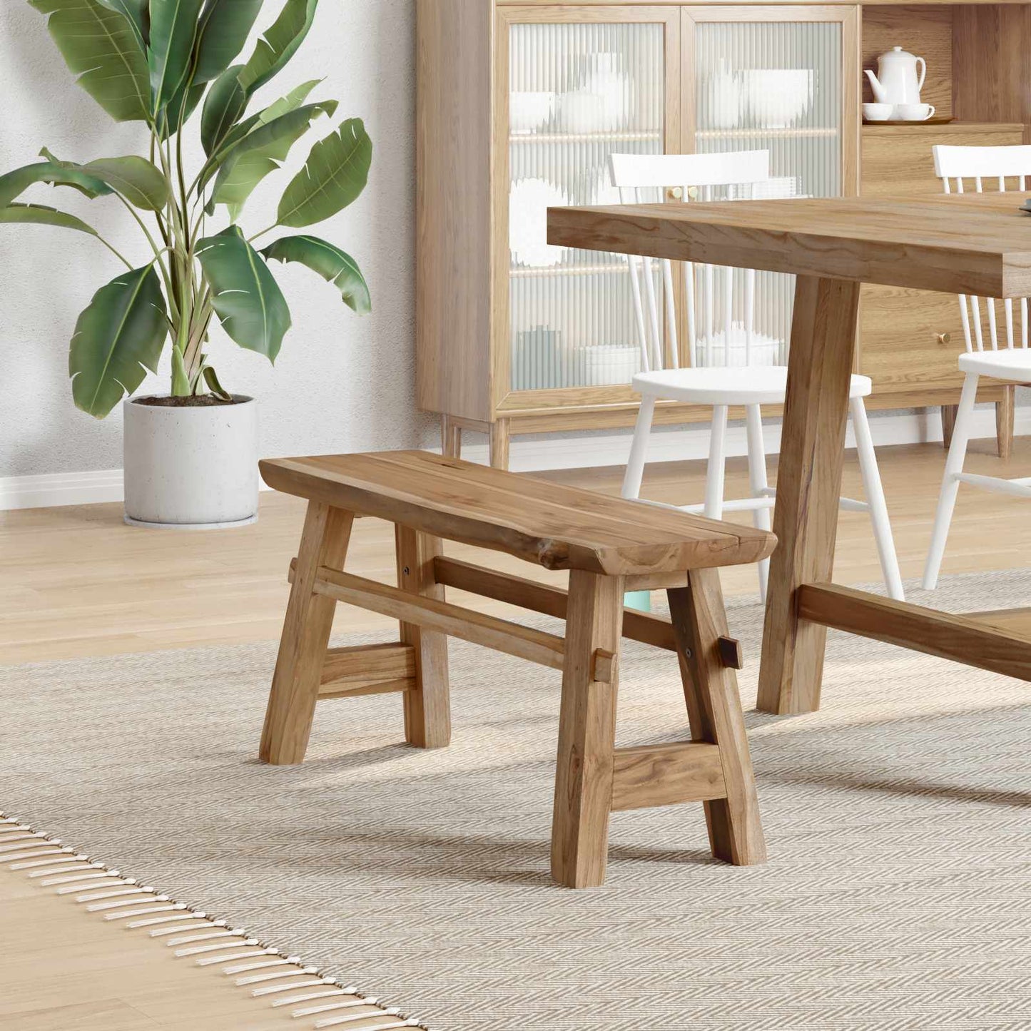 vidaXL παγκάκι Φυσικό 100 x 29 x 43,5 εκ Στερεό Ξύλο Τίκ