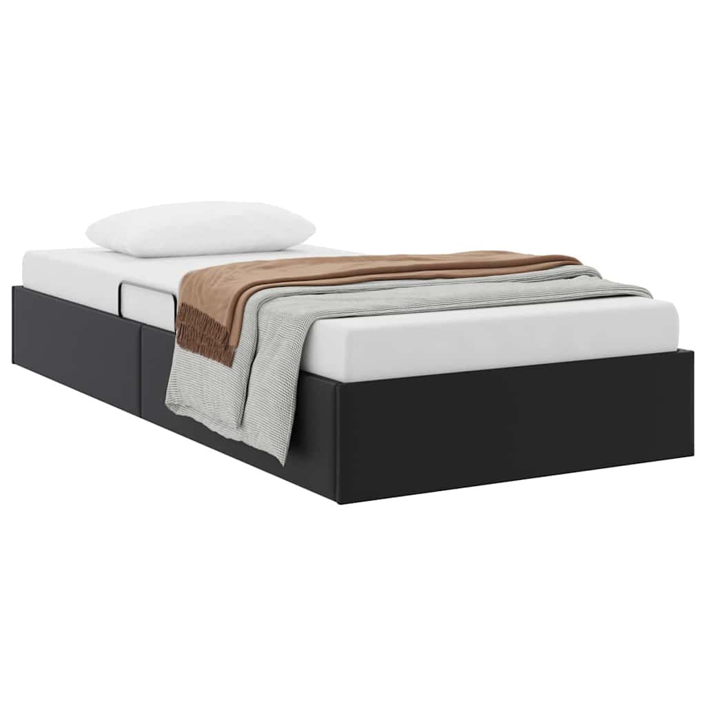 vidaXL Κρεβάτι Αποθήκης με αποθήκευση Μαύρο 100 x 190 cm Τεχνητό δέρμα