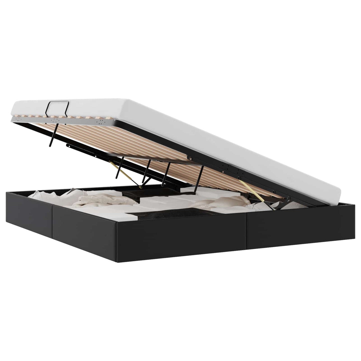 vidaXL Κρεβάτι Αποθήκης με αποθήκευση Μαύρο 193 x 203 cm Τεχνητό δέρμα