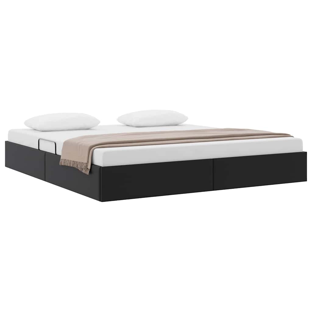 vidaXL Κρεβάτι Αποθήκης με αποθήκευση Μαύρο 193 x 203 cm Τεχνητό δέρμα