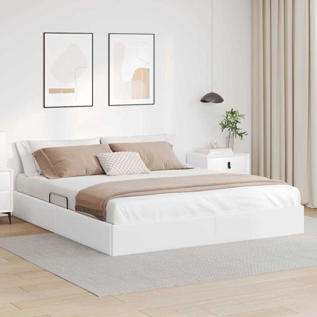 vidaXL Κρεβάτι Αποθήκης Καθαρό Λευκό 183 x 213 cm Τεχνητό δέρμα