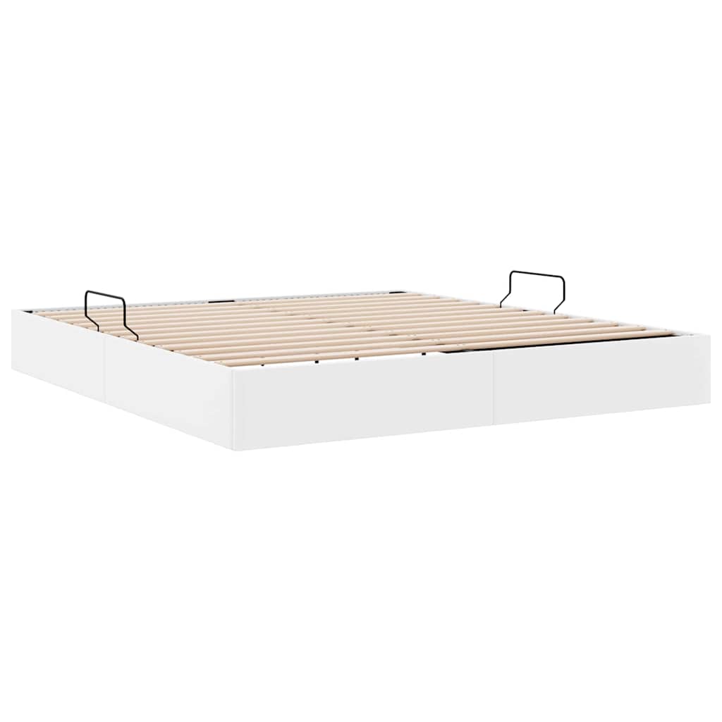vidaXL Κρεβάτι Αποθήκης Καθαρό Λευκό 183 x 213 cm Τεχνητό δέρμα