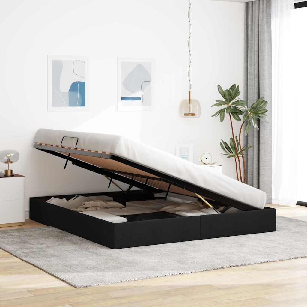 vidaXL Κρεβάτι Αποθήκης με αποθήκευση Μαύρο 180 x 200 cm Ύφασμα