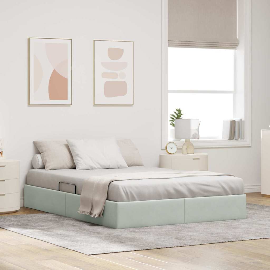 vidaXL Κρεβάτι Αποθήκης Ανοιχτό γκρι 137 x 190 cm Βελούδο