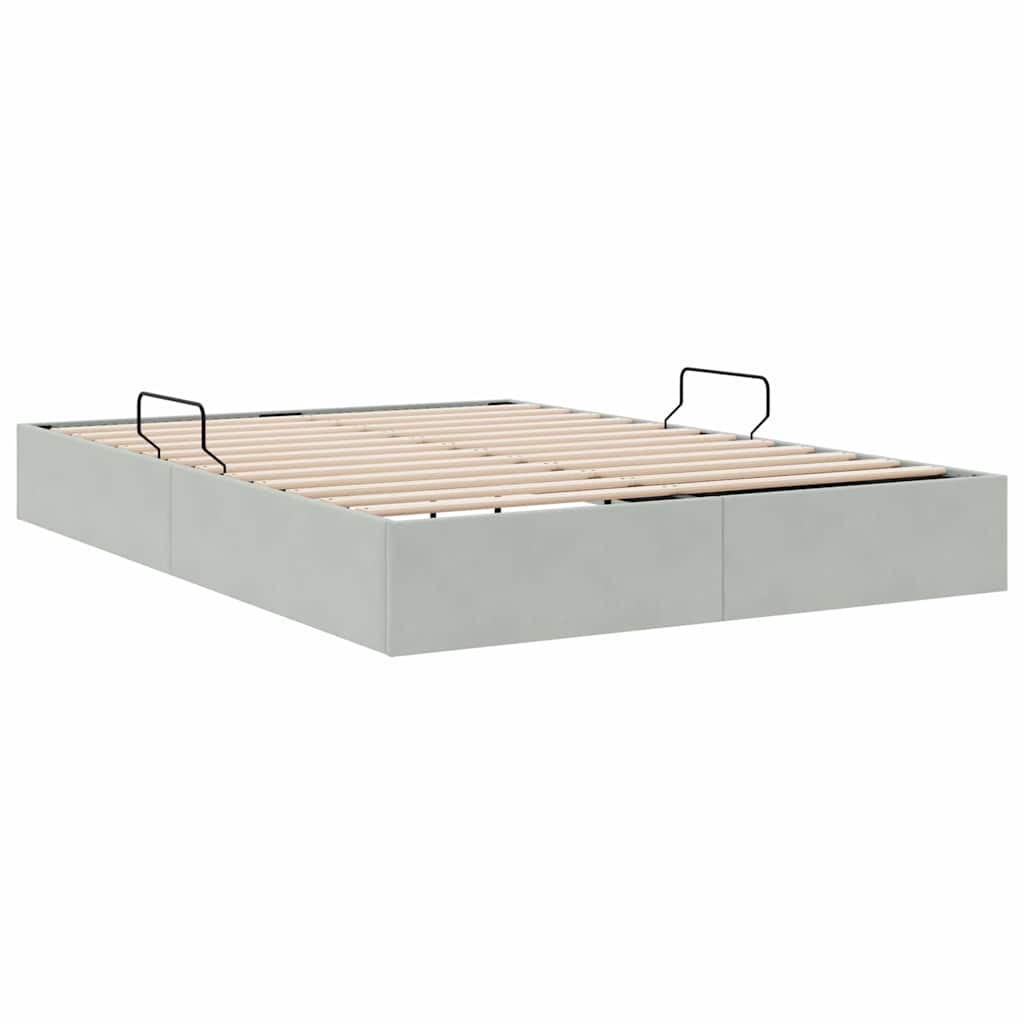 vidaXL Κρεβάτι Αποθήκης Ανοιχτό γκρι 137 x 190 cm Βελούδο