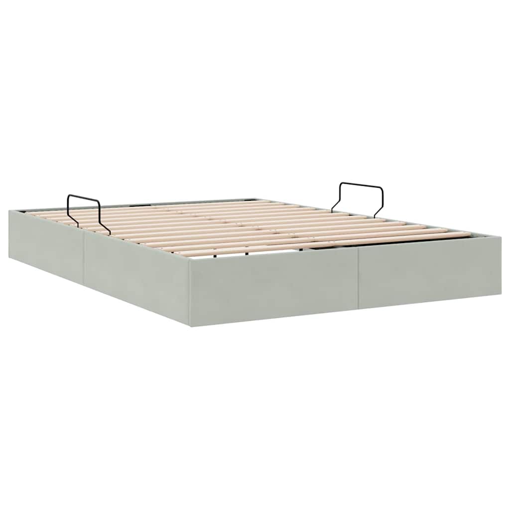 vidaXL Κρεβάτι Αποθήκης Ανοιχτό γκρι 137 x 190 cm Βελούδο