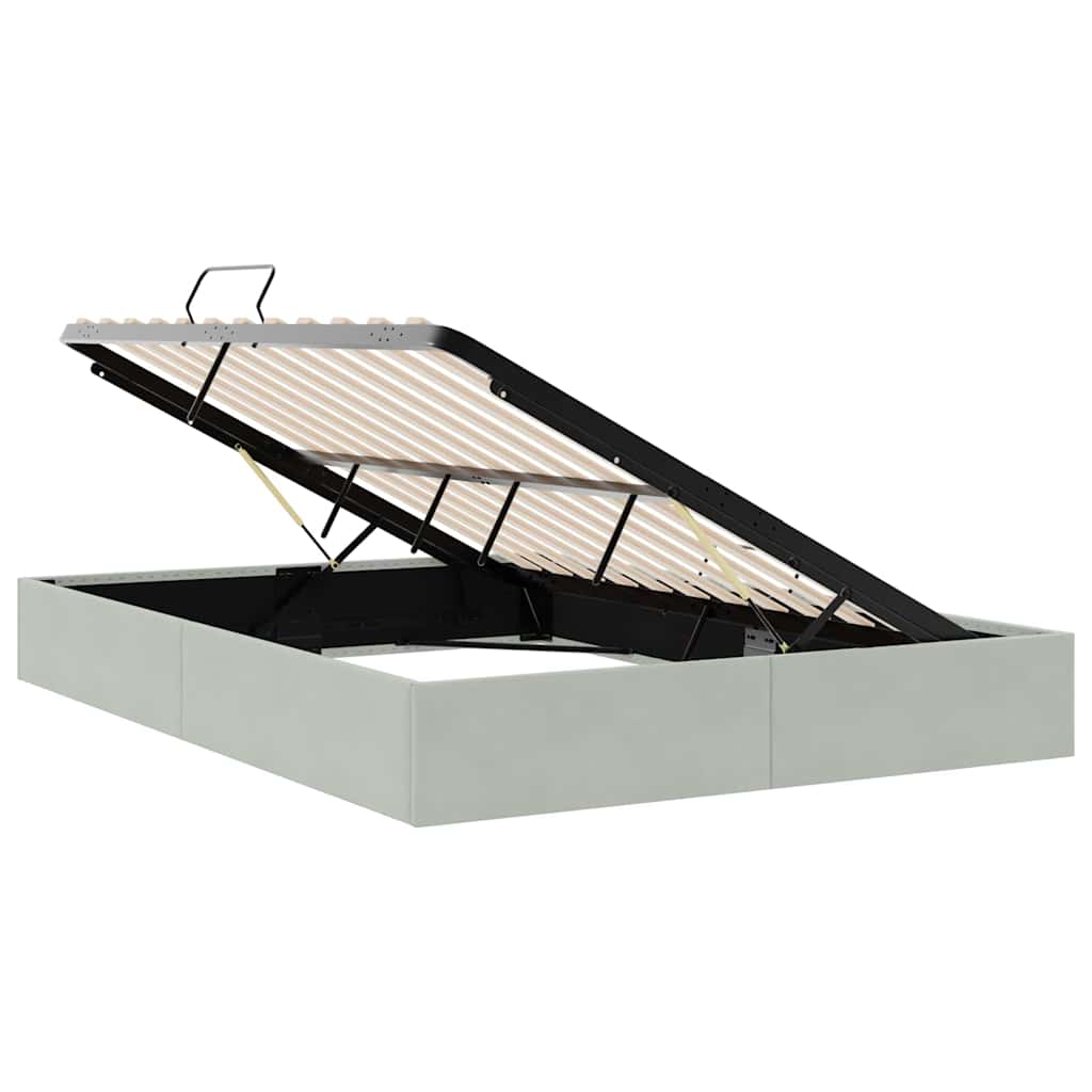 vidaXL Κρεβάτι Αποθήκης Ανοιχτό γκρι 153 x 203 εκ. Βελούδο