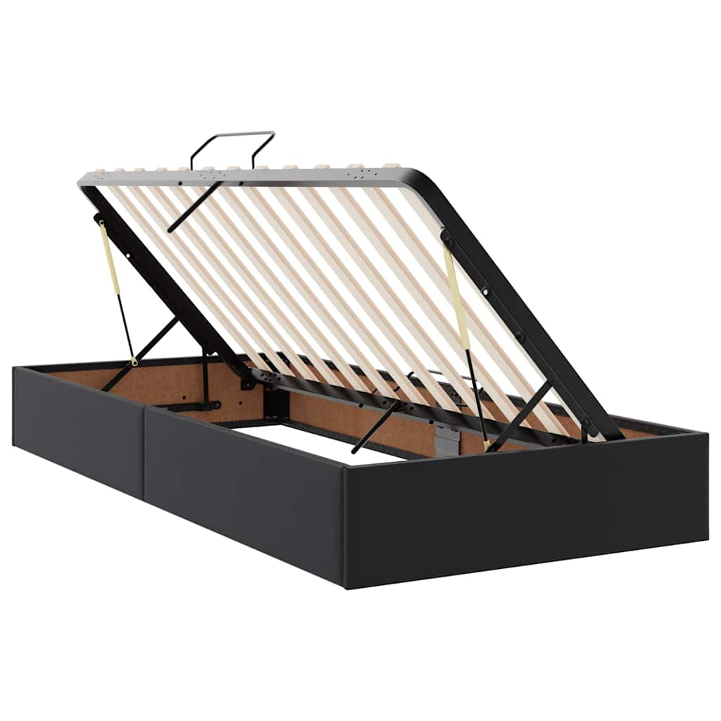 vidaXL Κρεβάτι με αποθηκευτικό χώρο και στρώμα Μαύρο 90 x 190 cm