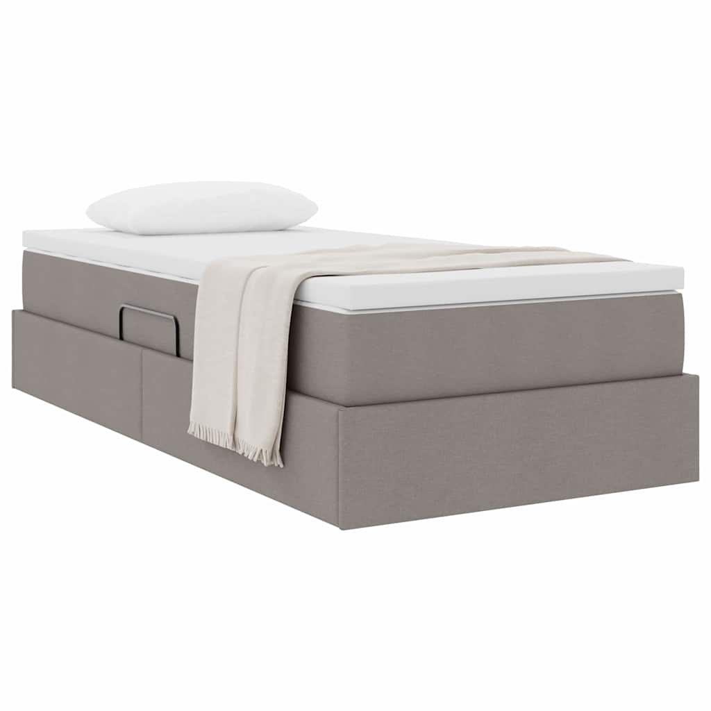 vidaXL Κρεβάτι με αποθηκευτικό χώρο και στρώμα Taupe 90 x 190 cm