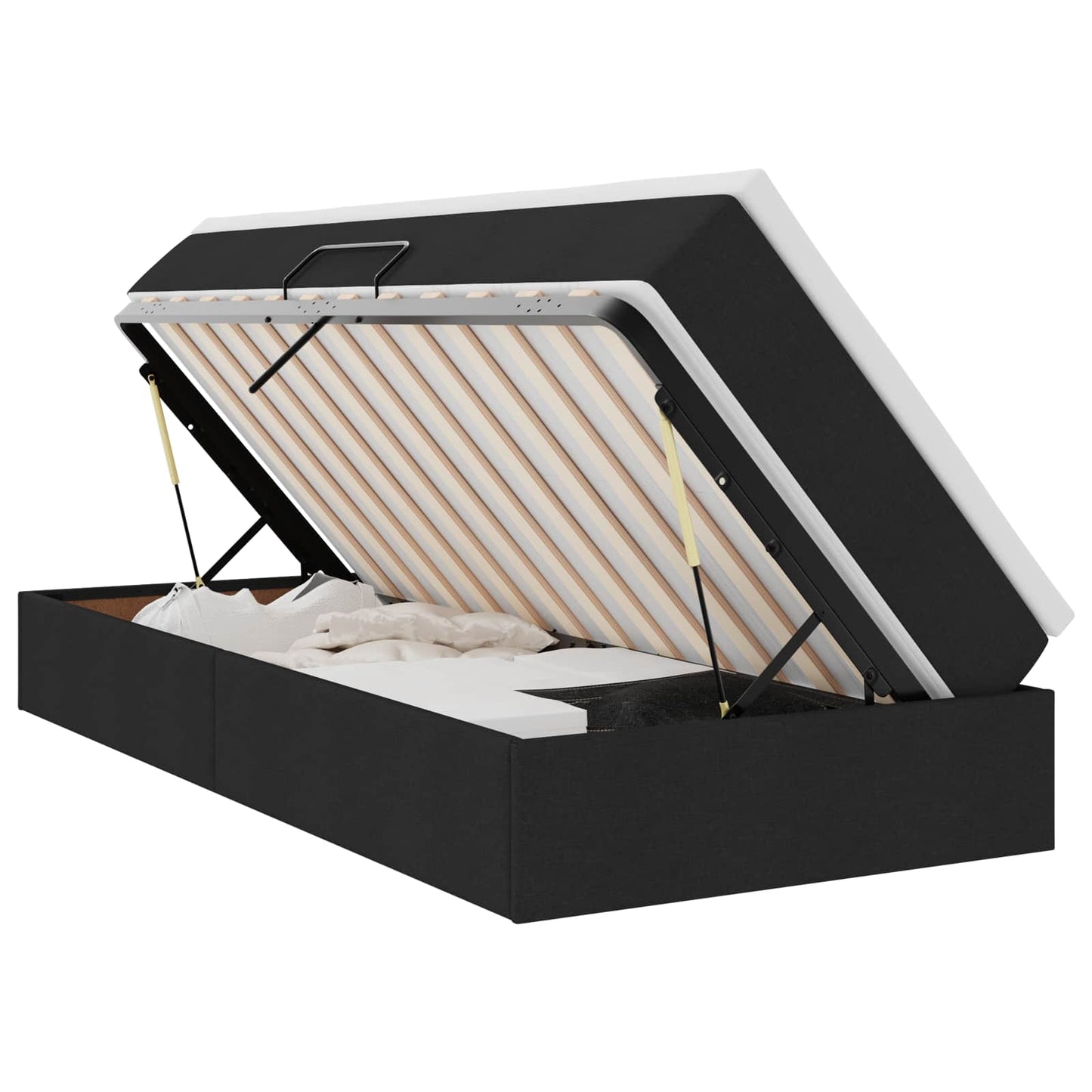 vidaXL Κρεβάτι με αποθηκευτικό χώρο και στρώμα Μαύρο 90 x 200 cm