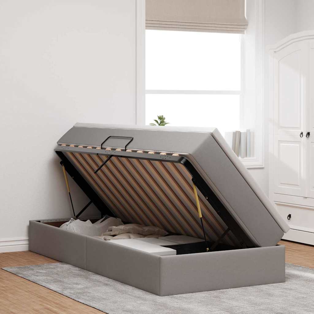 vidaXL Κρεβάτι με αποθηκευτικό χώρο και στρώμα Taupe 90 x 200 cm