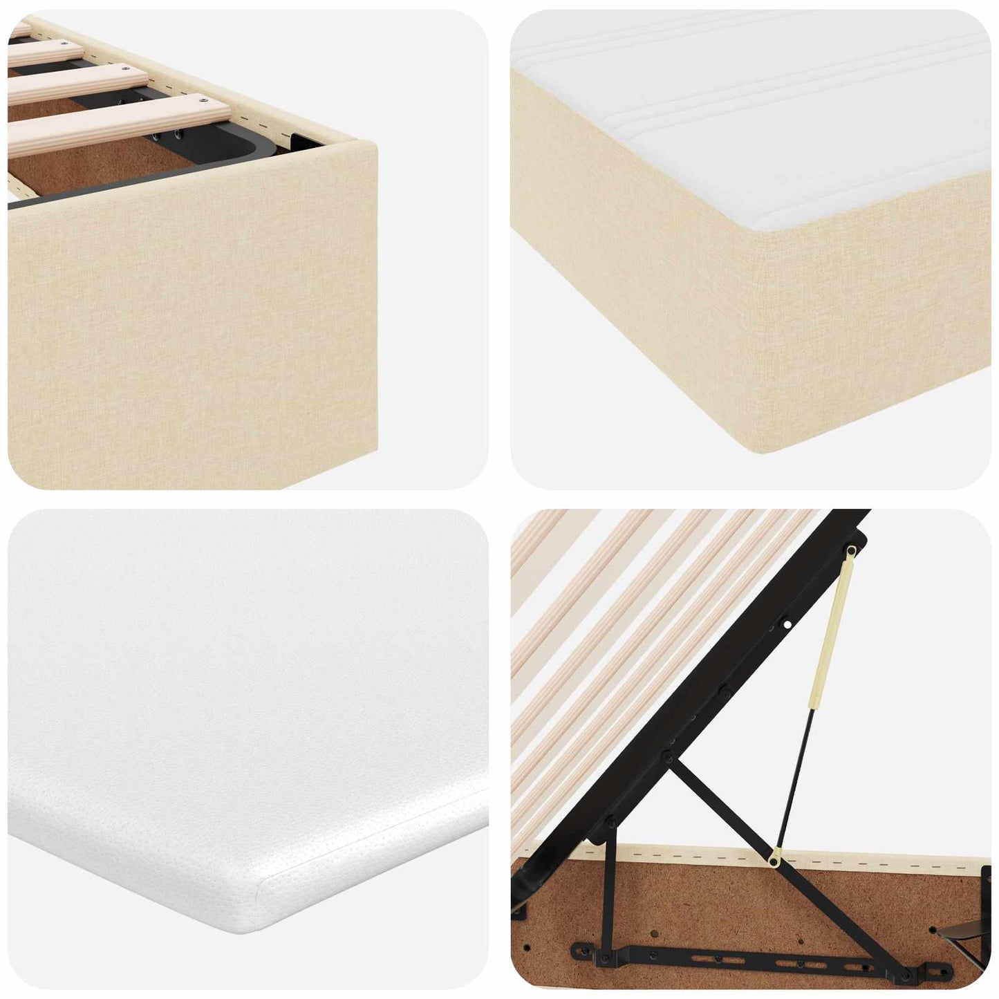 vidaXL Κρεβάτι με αποθηκευτικό χώρο και στρώμα Κρεμ 90 x 200 cm