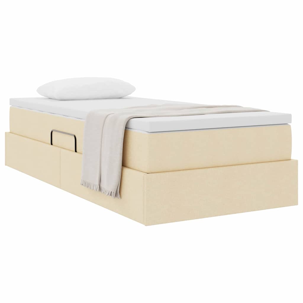 vidaXL Κρεβάτι με αποθηκευτικό χώρο και στρώμα Κρεμ 90 x 200 cm