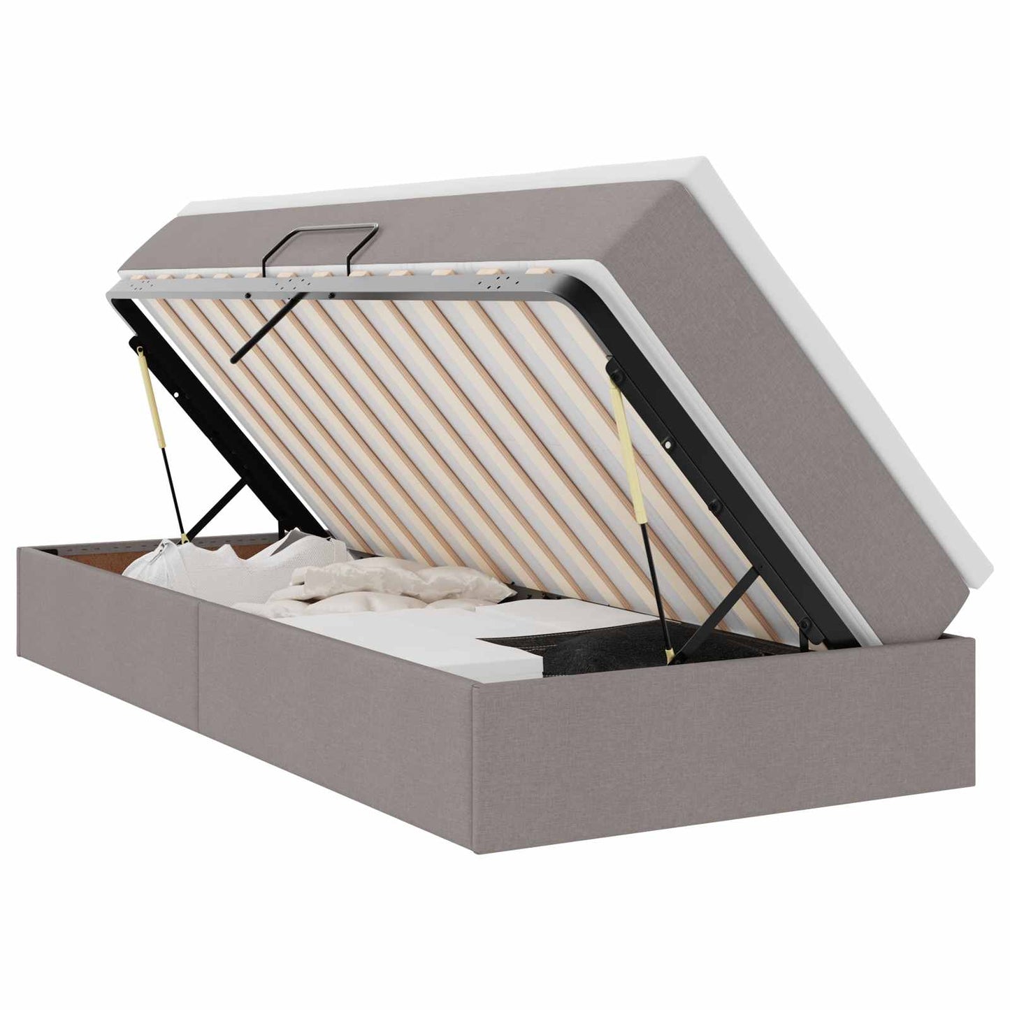 vidaXL Κρεβάτι με αποθηκευτικό χώρο και στρώμα Taupe 100 x 200 cm