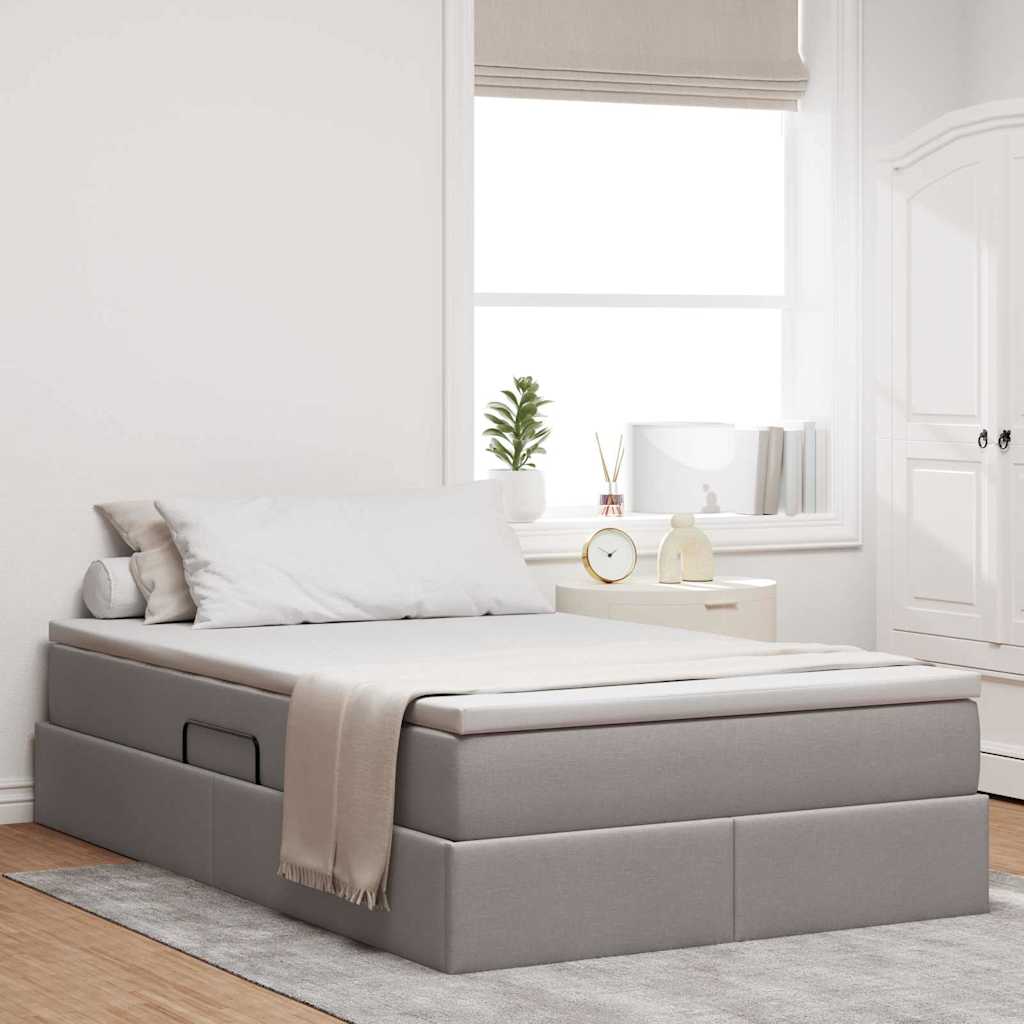 vidaXL Κρεβάτι με αποθηκευτικό χώρο και στρώμα Taupe 120 x 200 cm