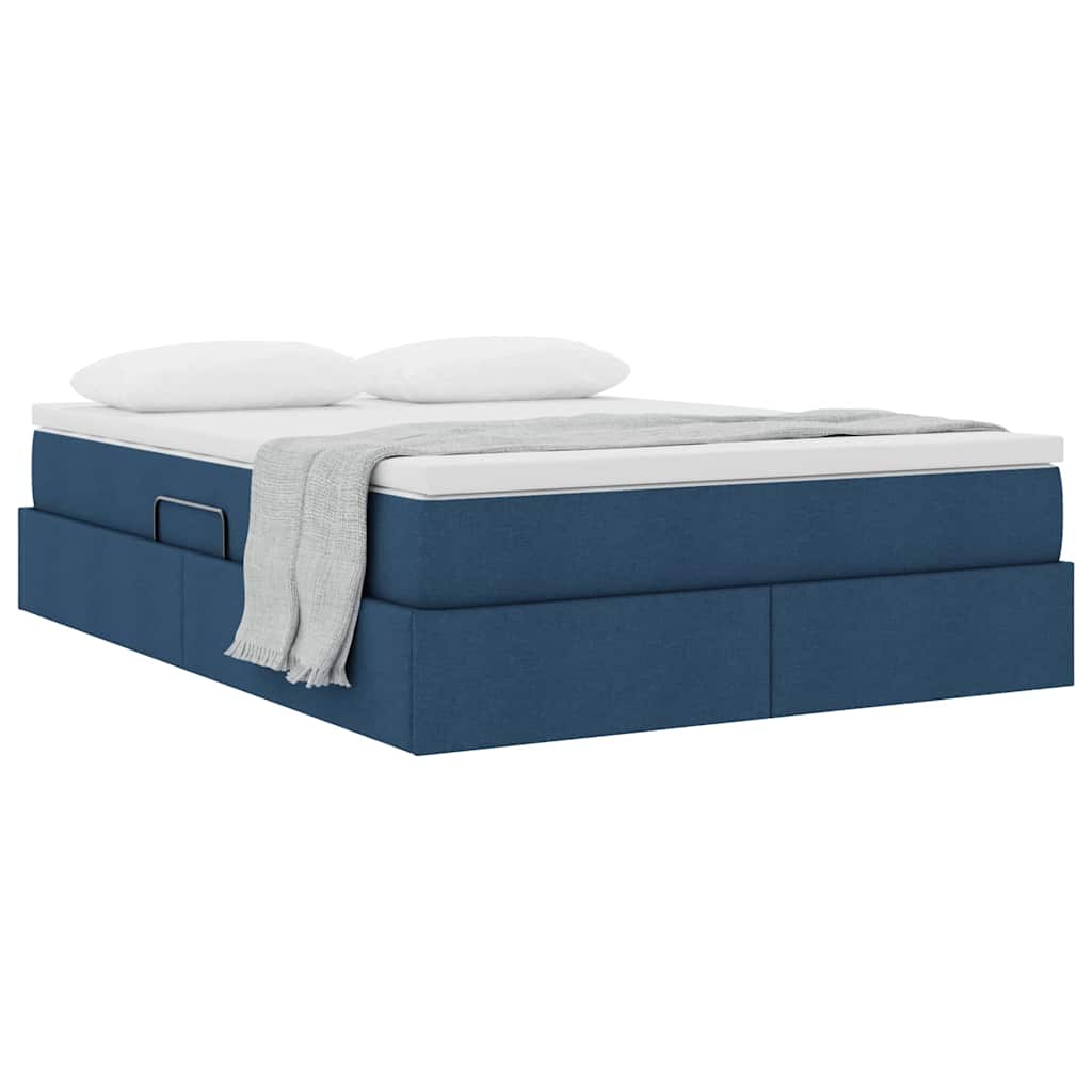 vidaXL Κρεβάτι με αποθηκευτικό χώρο και στρώμα Μπλε 140 x 200 cm