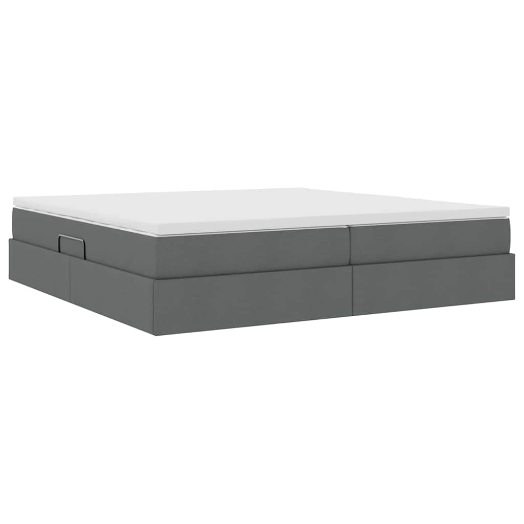 vidaXL Κρεβάτι με αποθηκευτικό χώρο και στρώμα Σκούρο Γκρι Πολυεστέρας