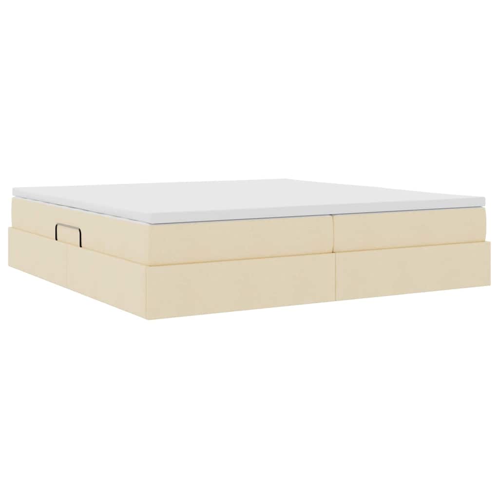 vidaXL Κρεβάτι με αποθηκευτικό χώρο και στρώμα Κρεμ 200 x 200 cm