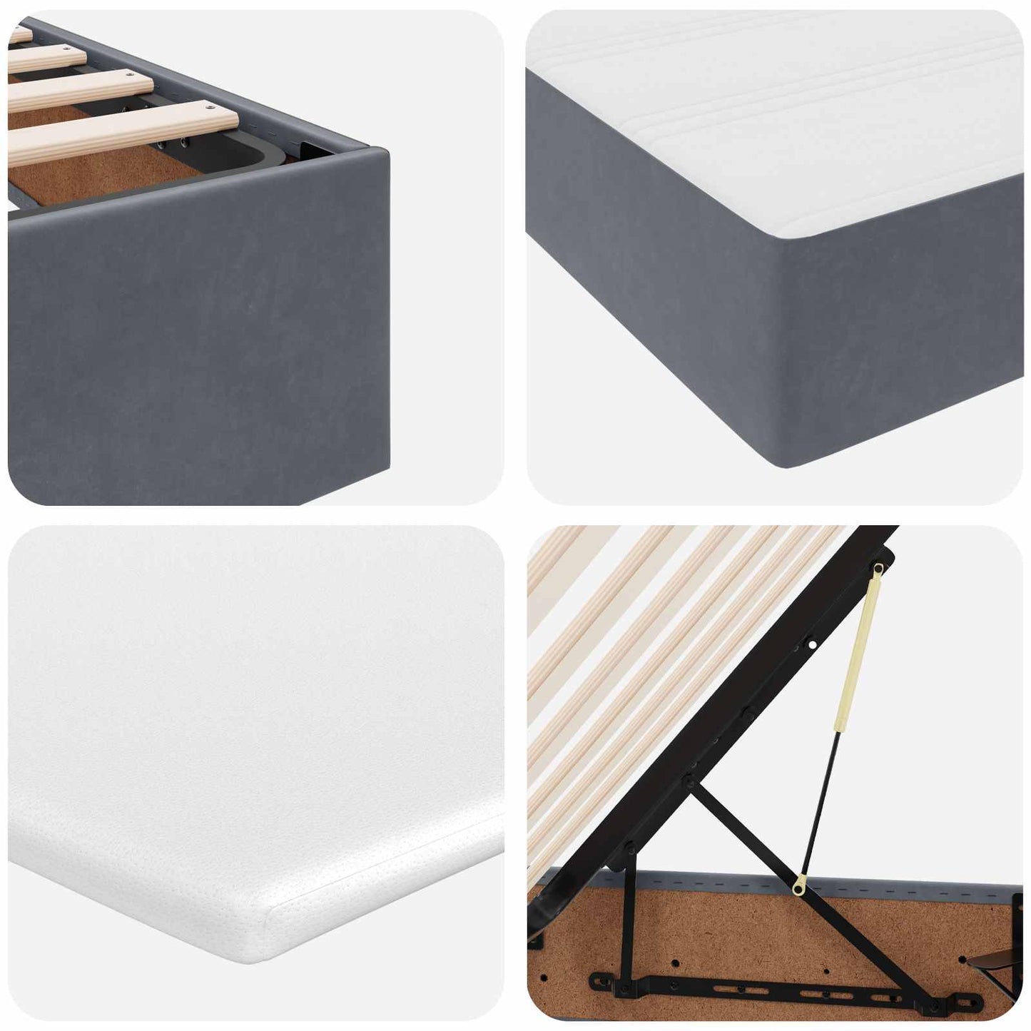 vidaXL Κρεβάτι με αποθηκευτικό χώρο και στρώμα Σκούρο Γκρι 90 x 200 cm