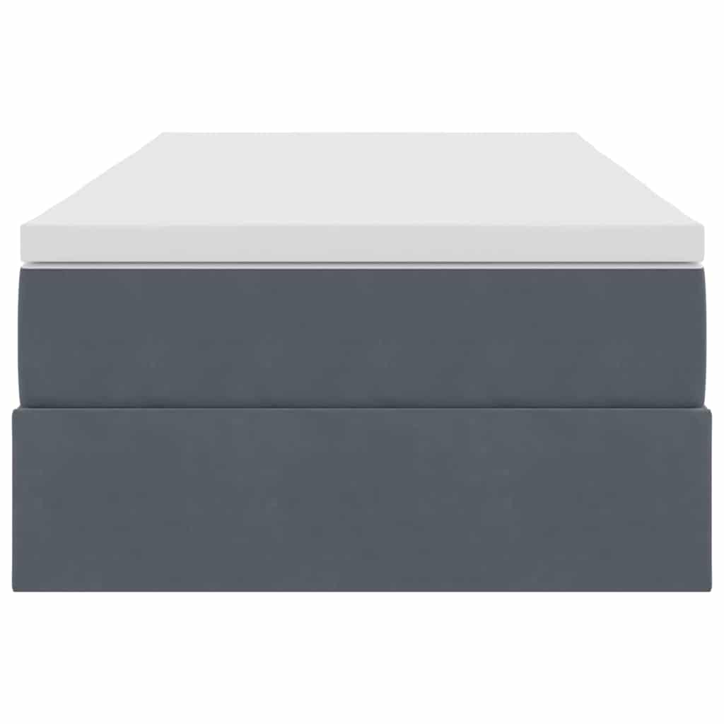 vidaXL Κρεβάτι με αποθηκευτικό χώρο και στρώμα Σκούρο Γκρι 90 x 200 cm