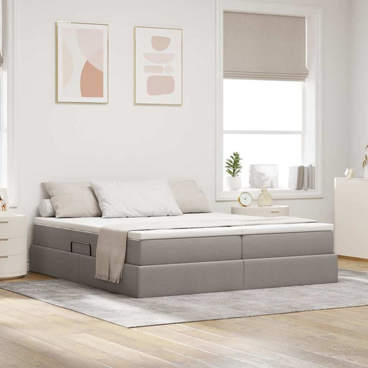 vidaXL Κρεβάτι με αποθηκευτικό χώρο και στρώμα Taupe 180 x 200 cm