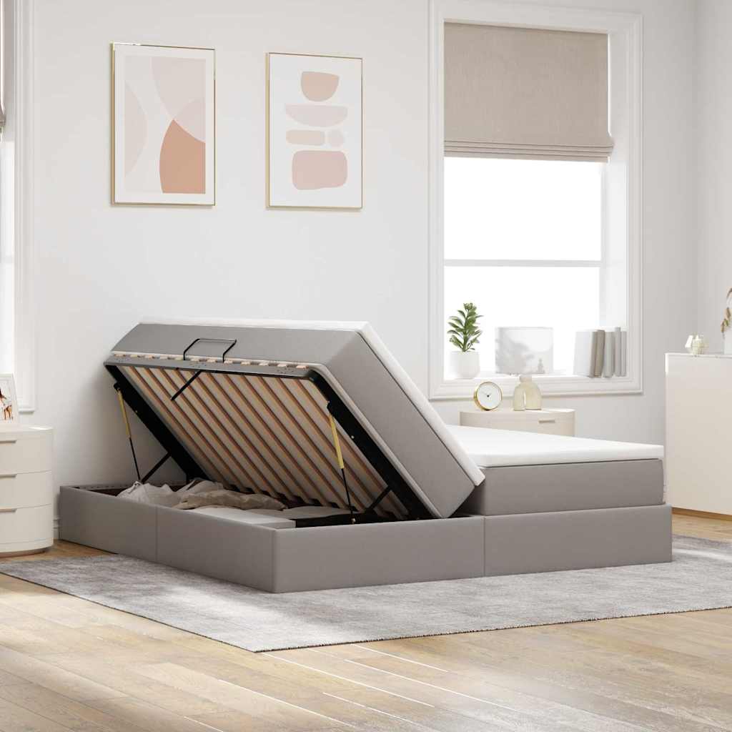 vidaXL Κρεβάτι με αποθηκευτικό χώρο και στρώμα Taupe 200 x 200 cm