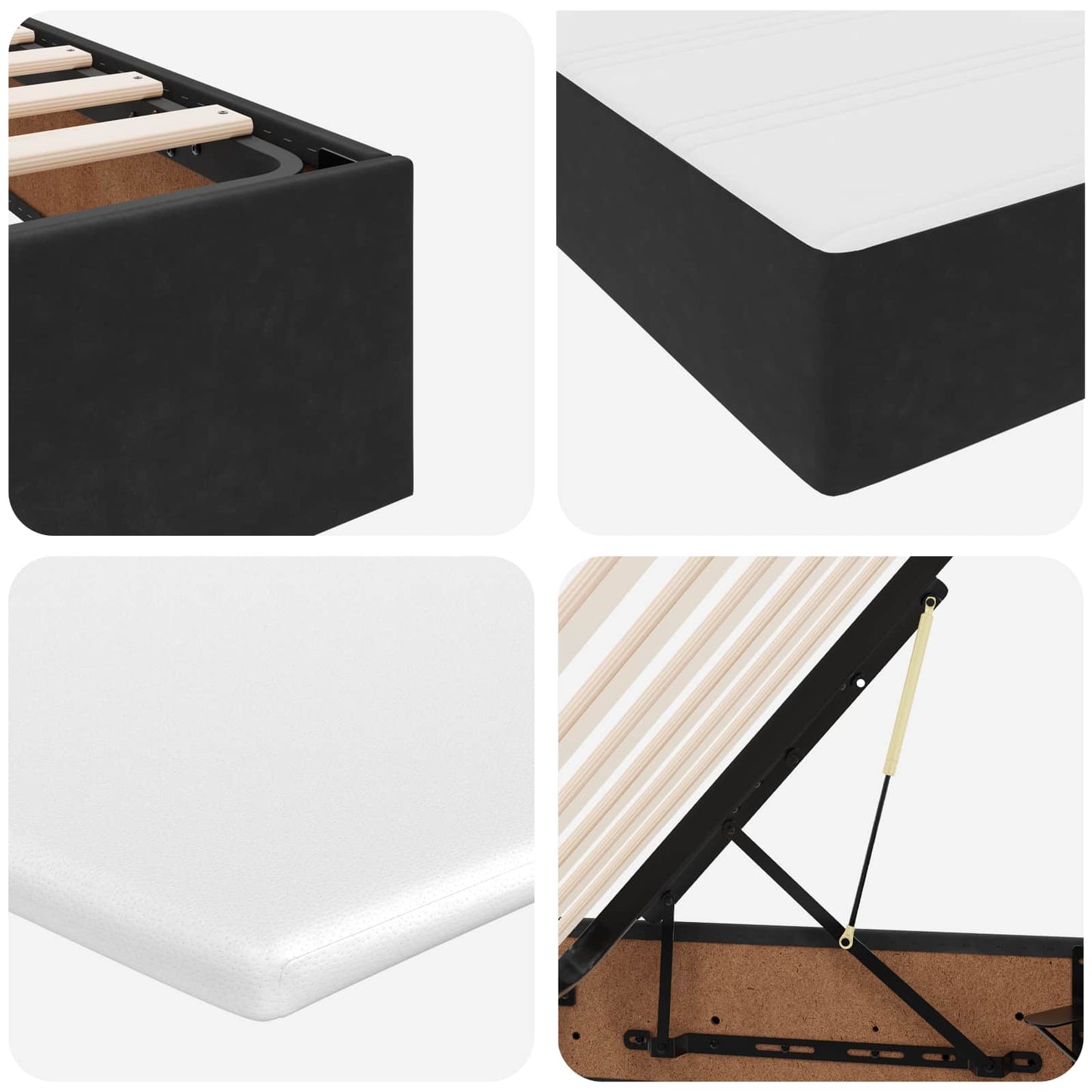 vidaXL Κρεβάτι με αποθηκευτικό χώρο και στρώμα Μαύρο 200 x 200 cm