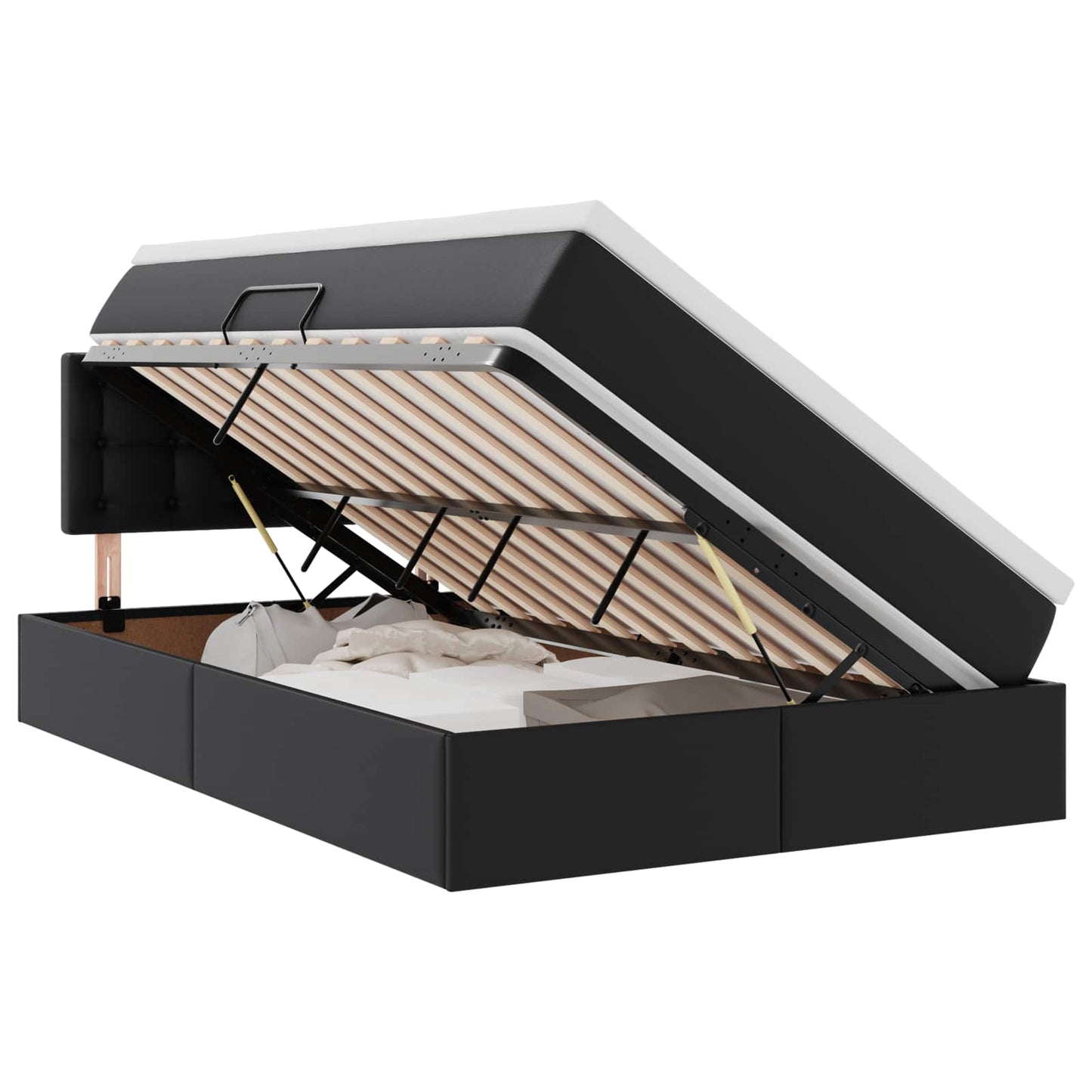 vidaXL Κρεβάτι με αποθηκευτικό χώρο και στρώμα Μαύρο 120 x 200 cm