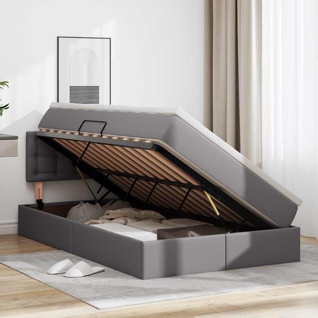 vidaXL Κρεβάτι με αποθηκευτικό χώρο και στρώμα Γκρι 120 x 200 cm
