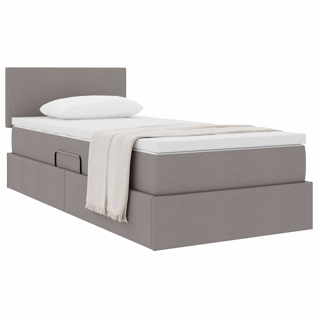 vidaXL Κρεβάτι με αποθηκευτικό χώρο και στρώμα Taupe 100 x 200 cm