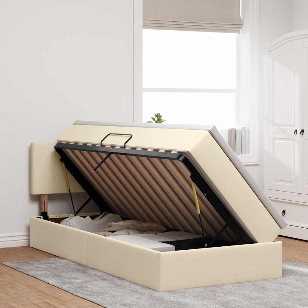vidaXL Κρεβάτι με αποθηκευτικό χώρο και στρώμα Κρέμ 100 x 200 cm