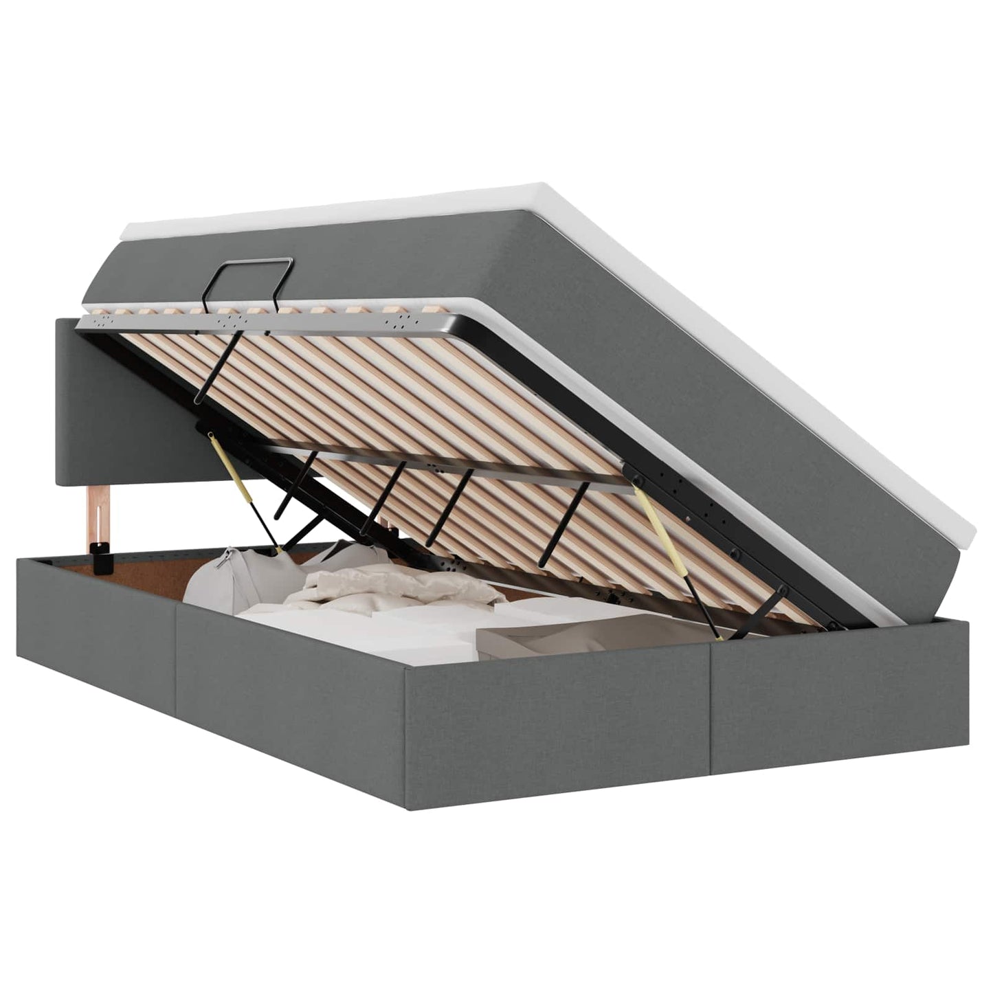vidaXL Κρεβάτι με αποθηκευτικό χώρο και στρώμα με στρώμα Σκούρο Γκρι
