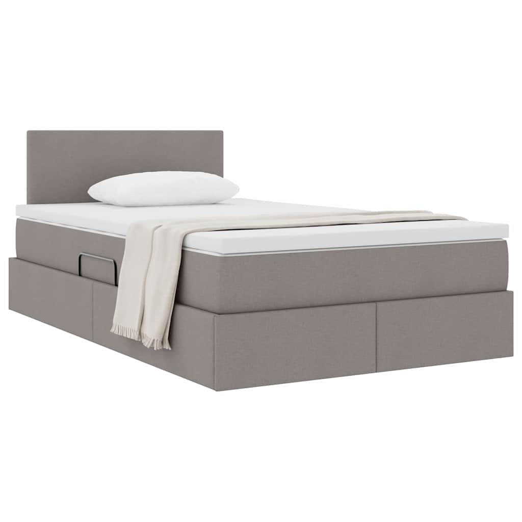 vidaXL Κρεβάτι με αποθηκευτικό χώρο και στρώμα Taupe 120 x 200 cm