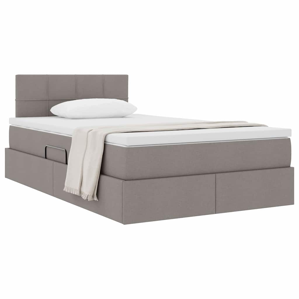 vidaXL Κρεβάτι με αποθηκευτικό χώρο και στρώμα Taupe 120 x 200 cm