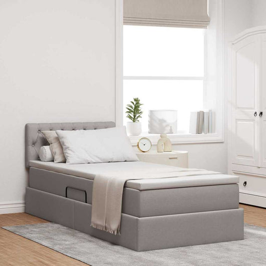 vidaXL Κρεβάτι με αποθηκευτικό χώρο και στρώμα Taupe 90 x 190 cm