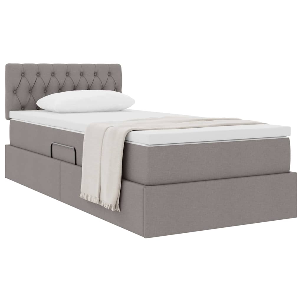 vidaXL Κρεβάτι με αποθηκευτικό χώρο και στρώμα Taupe 100 x 200 cm