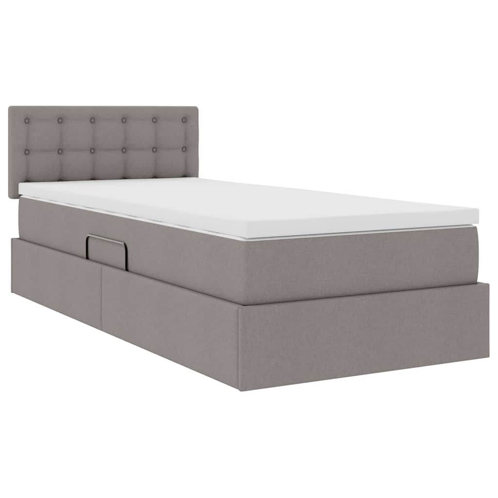 vidaXL Κρεβάτι με αποθηκευτικό χώρο και στρώμα Taupe 100 x 200 cm