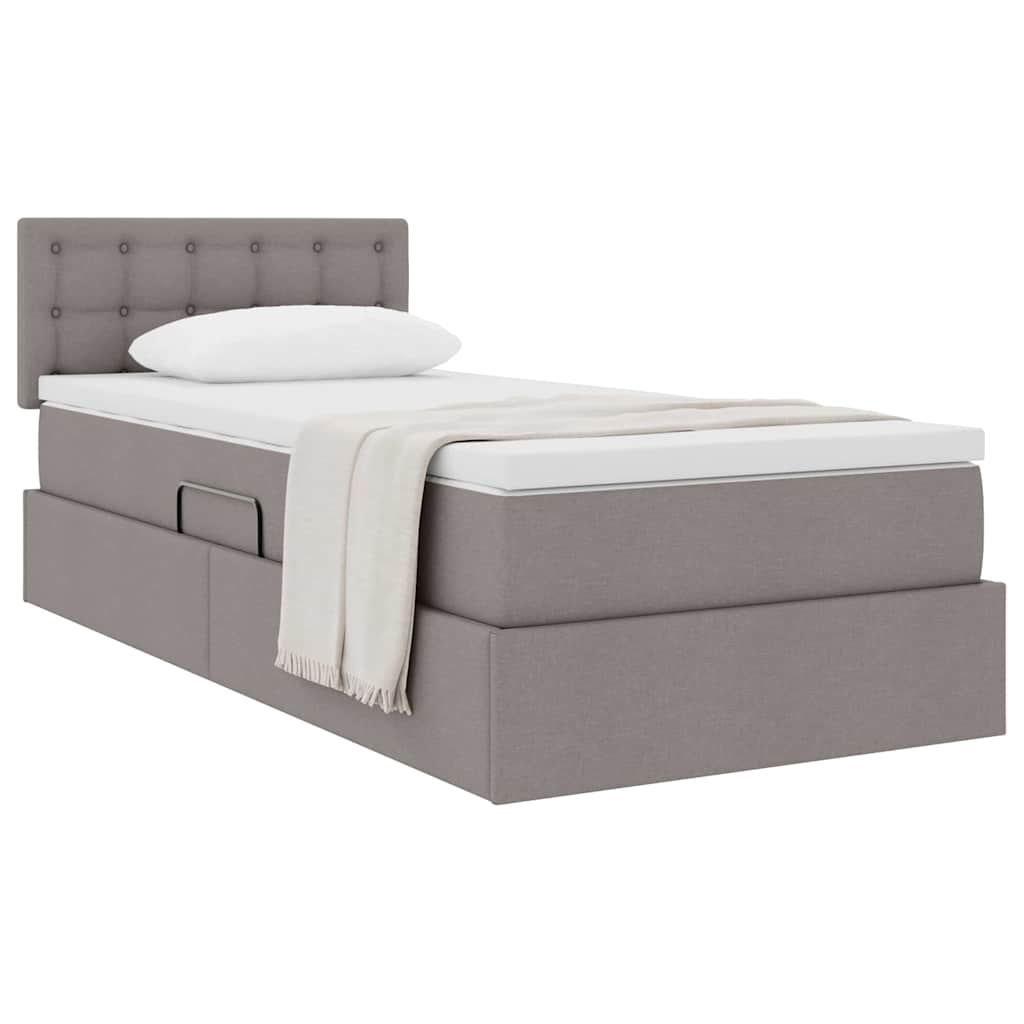 vidaXL Κρεβάτι με αποθηκευτικό χώρο και στρώμα Taupe 100 x 200 cm