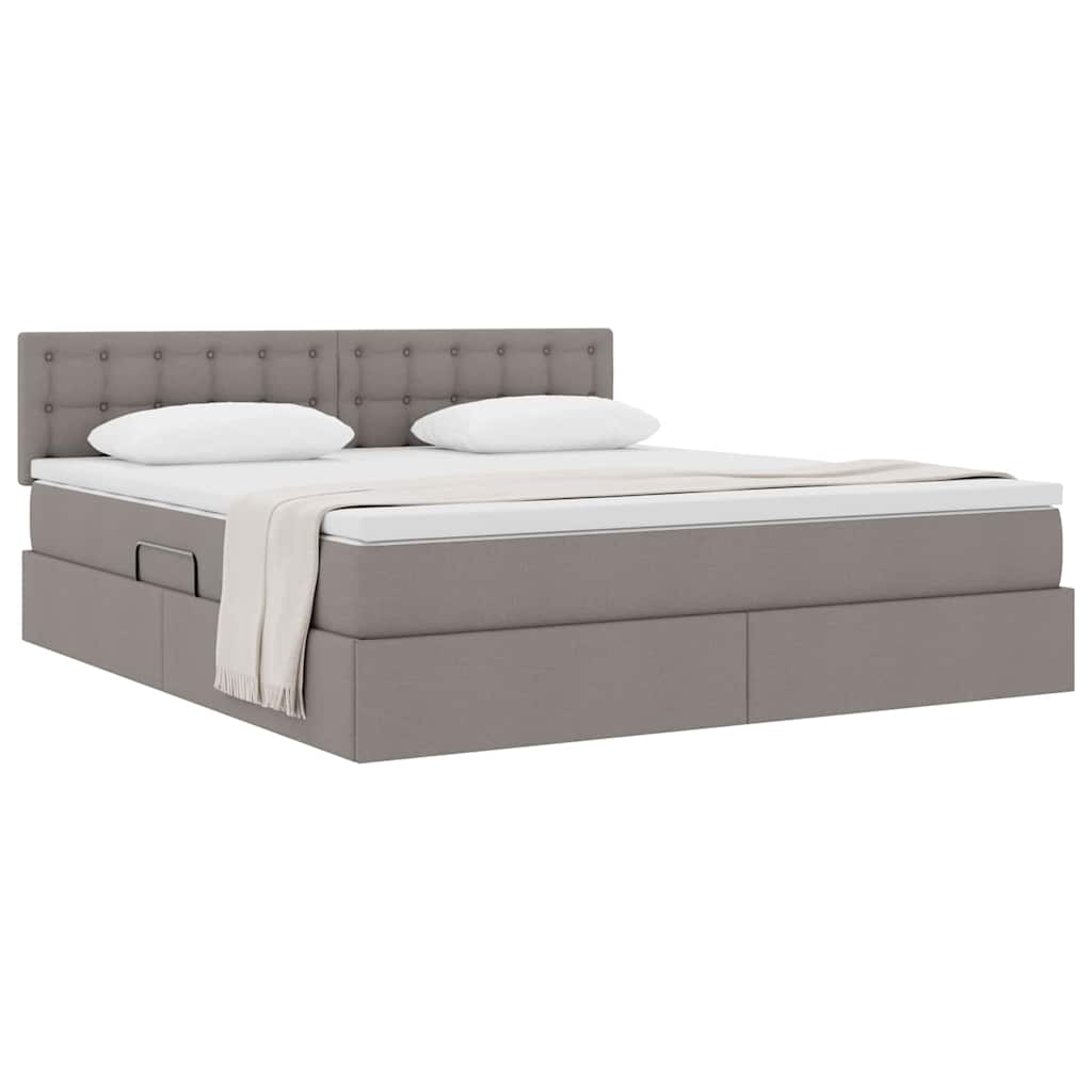 vidaXL Κρεβάτι με αποθηκευτικό χώρο και στρώμα Taupe 160 x 200 cm