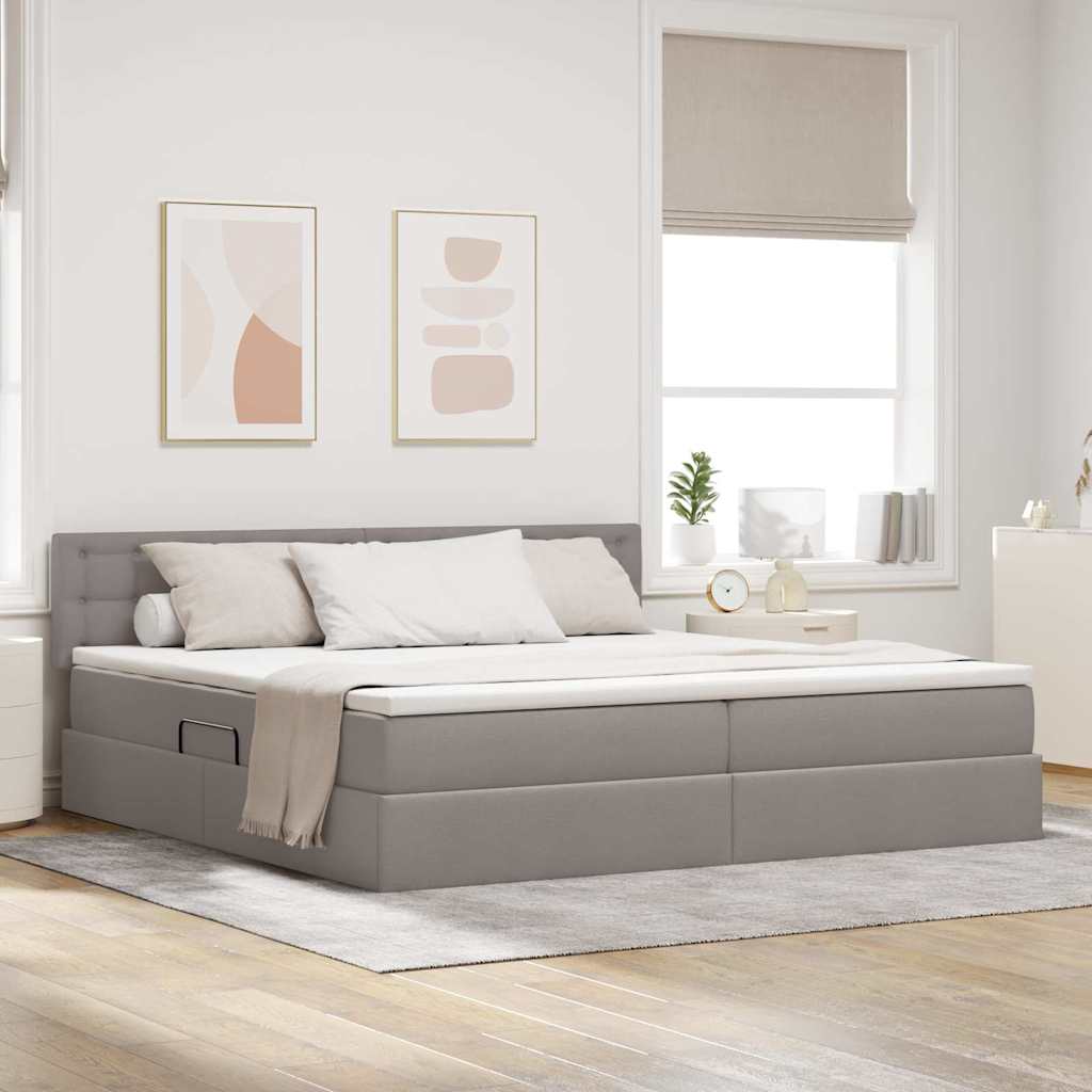 vidaXL Κρεβάτι με αποθηκευτικό χώρο και στρώμα Taupe 200 x 200 cm