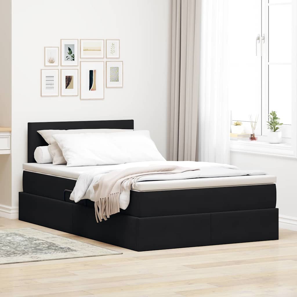 vidaXL Κρεβάτι Αποθήκης με στρώμα Μαύρο 120 x 200 cm Βελούδο