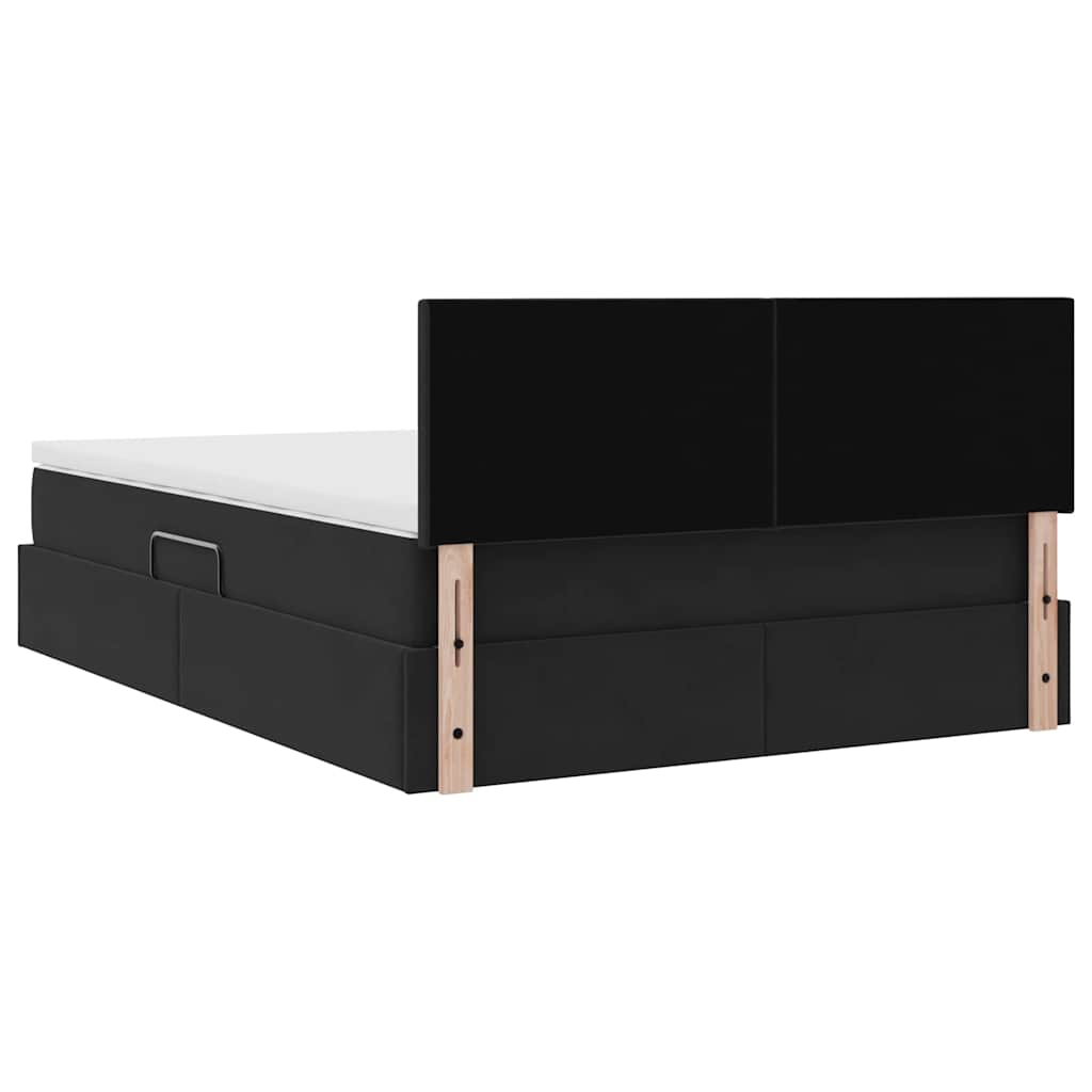 vidaXL Κρεβάτι Αποθήκης με στρώμα Μαύρο 140 x 200 cm Βελούδο