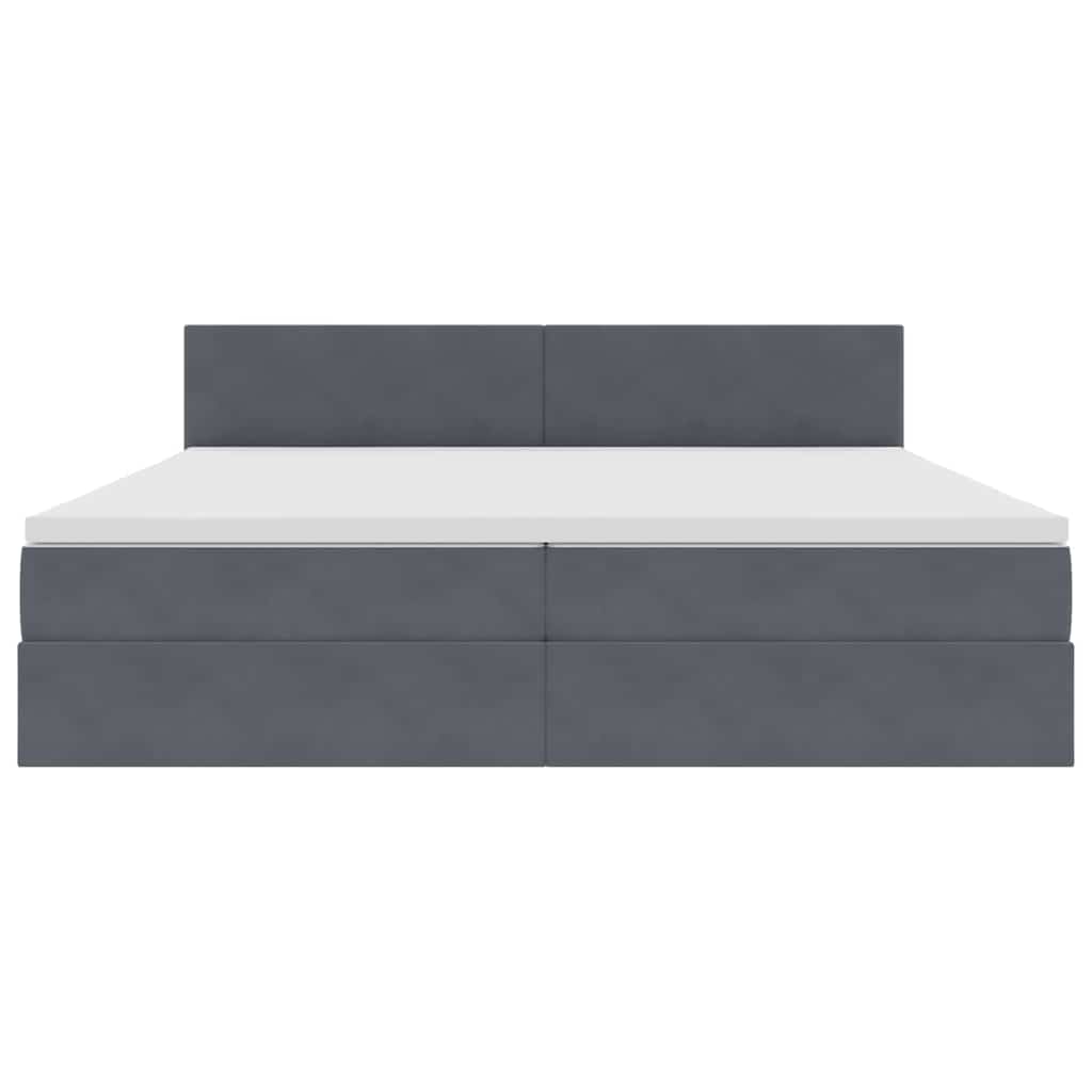 vidaXL Κρεβάτι Αποθήκης με στρώμα Σκούρο Γκρι 200 x 200 cm Βελούδο