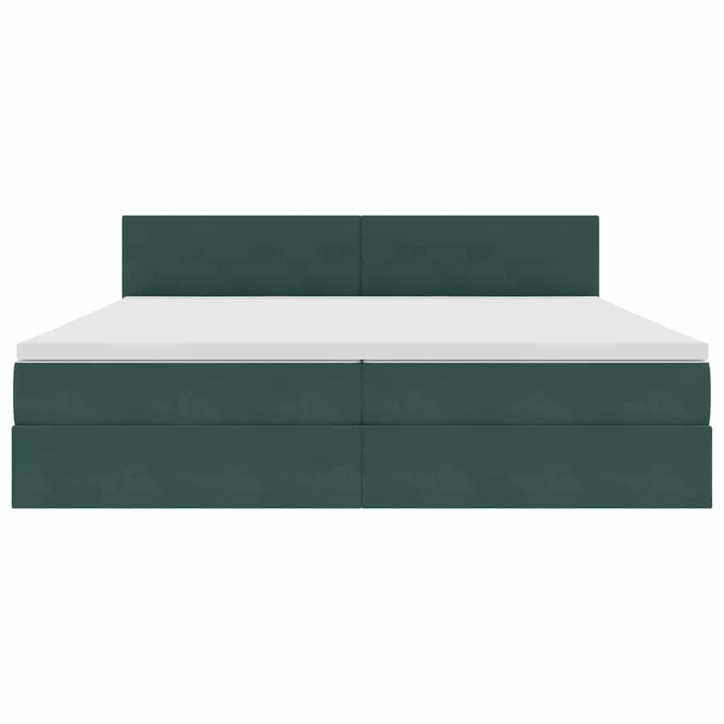 vidaXL Κρεβάτι Αποθήκης Σκούρο Πράσινο 200 x 200 cm Βελούδο