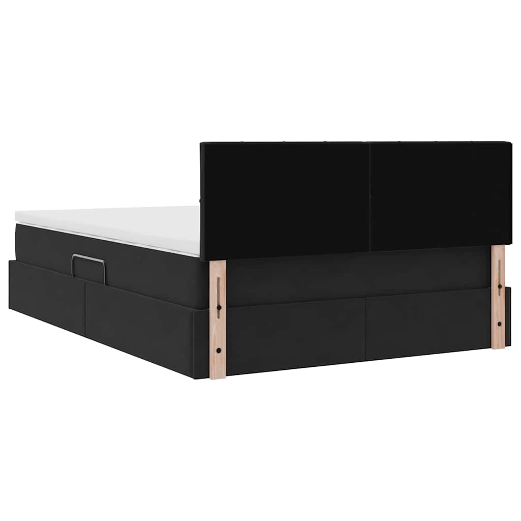 vidaXL Κρεβάτι Αποθήκης με στρώμα Μαύρο 140 x 200 cm Βελούδο
