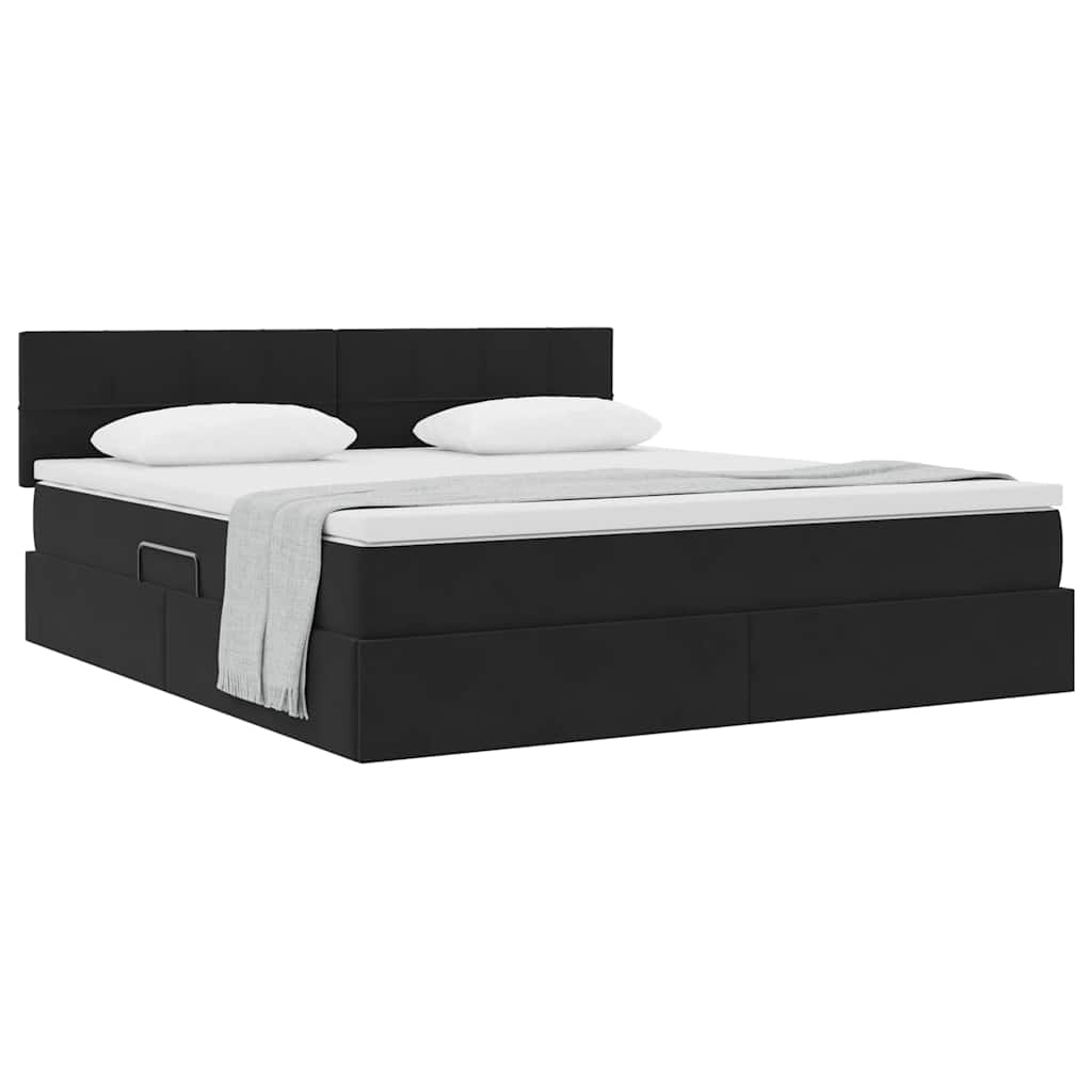 vidaXL Κρεβάτι Αποθήκης με στρώμα Μαύρο 160 x 200 cm Βελούδο