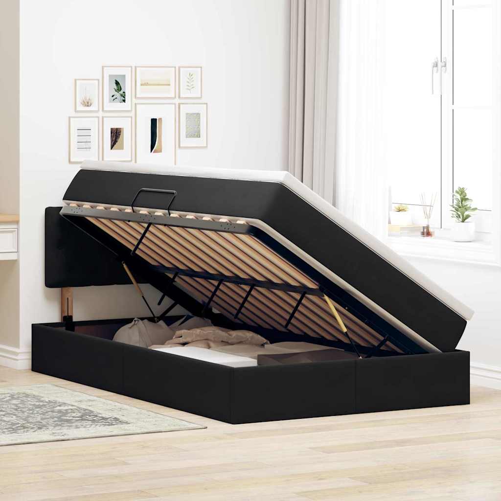 vidaXL Κρεβάτι Αποθήκης με στρώμα Μαύρο 120 x 200 cm Βελούδο