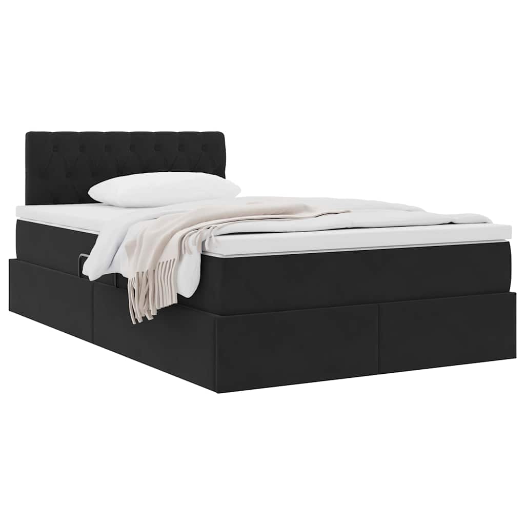 vidaXL Κρεβάτι Αποθήκης με στρώμα Μαύρο 120 x 200 cm Βελούδο