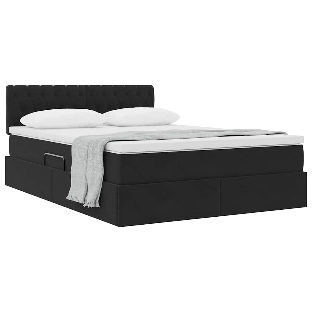vidaXL Κρεβάτι Αποθήκης με στρώμα Μαύρο 140 x 200 cm Βελούδο